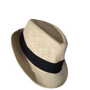 Stylish Cream Fedora with Black Band